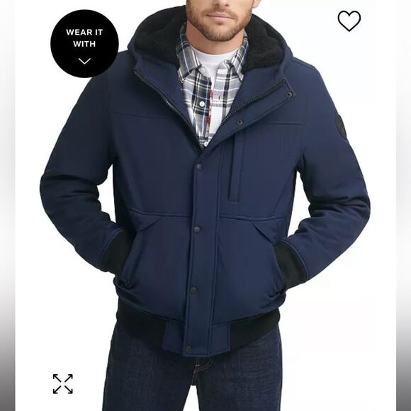 Men’s Levi Strauss Soft Shell Sherpa Lined Hooded Jacket, Navy, XXL, NWT - Picture 1 of 9
